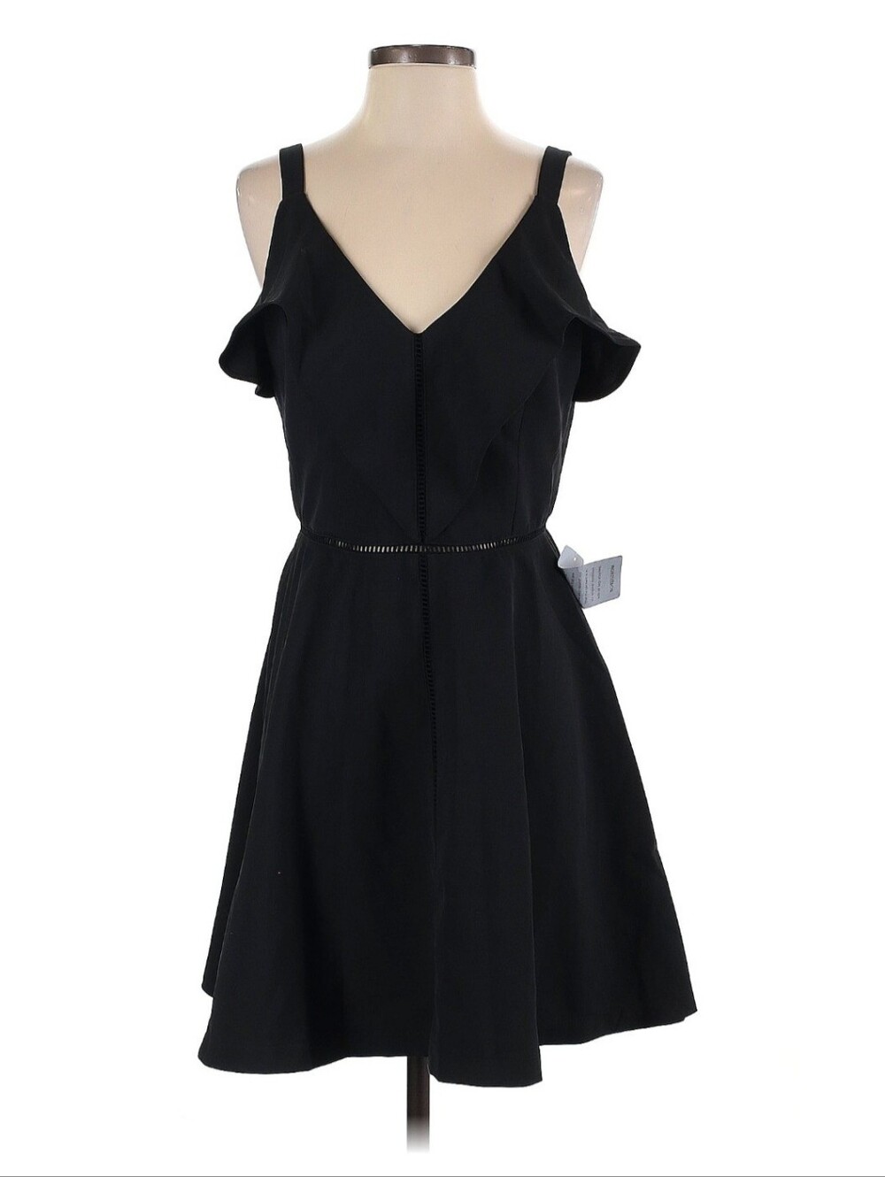 Adelyn Rae Black Cold-Shoulder V-Neck A-Line Mini Dress